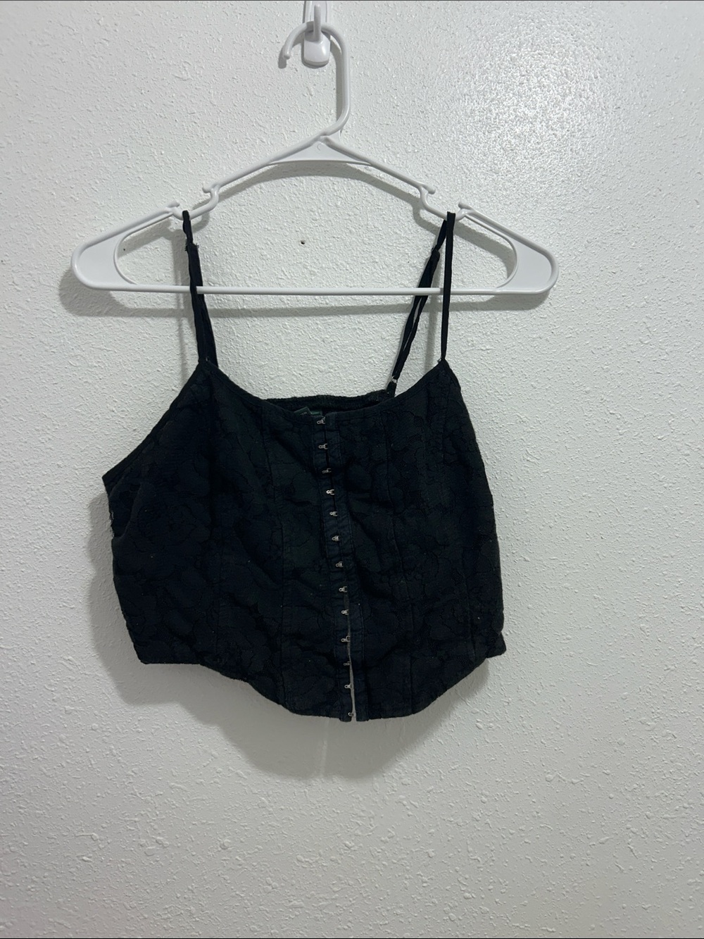 wild fable Black Lace Button-Front Crop Cami